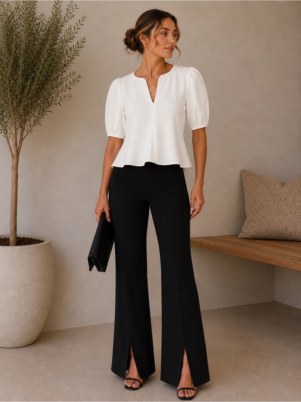 Zara Black Boot-Cut Ponte Pants